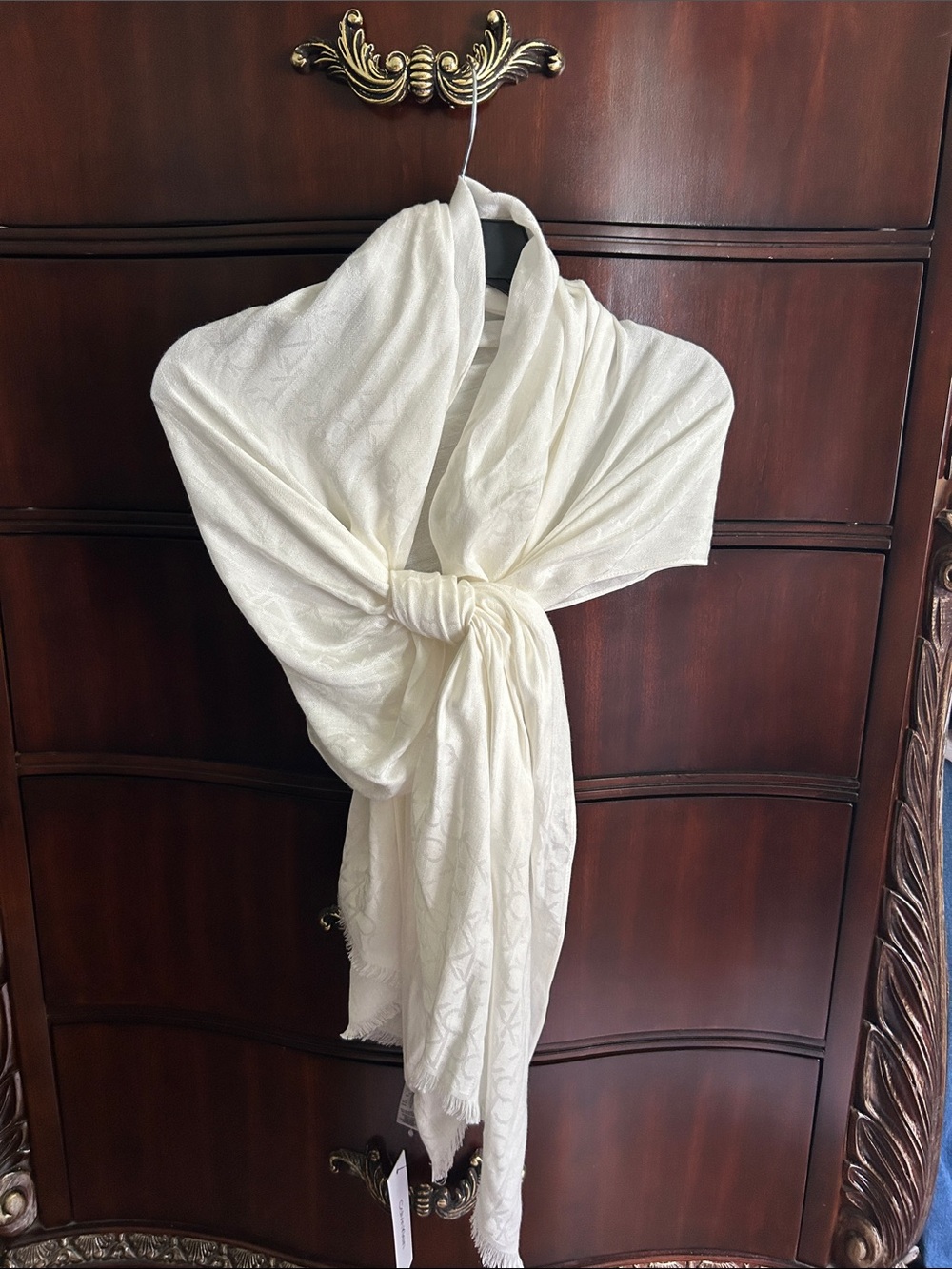 Calvin Klein Cream Textured Shawl Drapery Accent